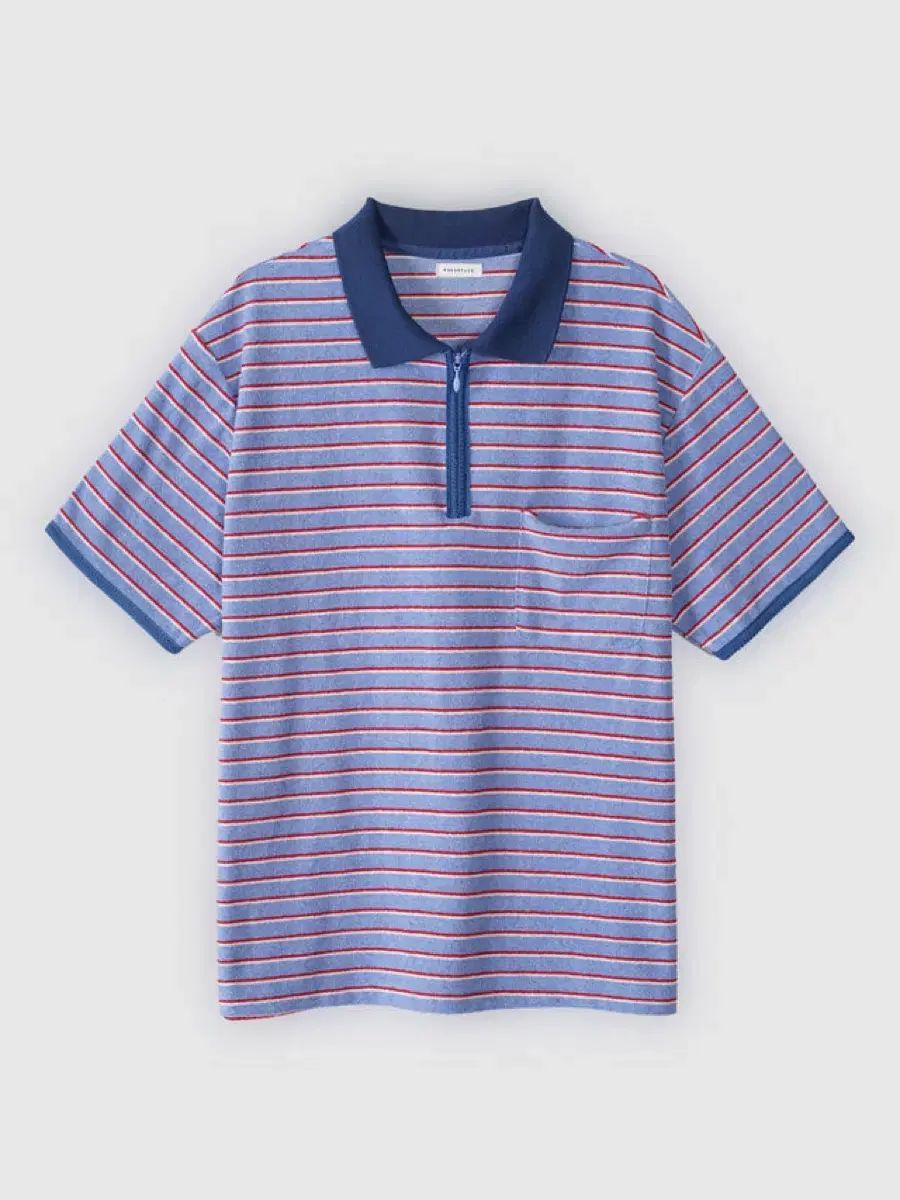 2 ポーカーフェイス ジッパー ポロTシャツ (ブルー)
