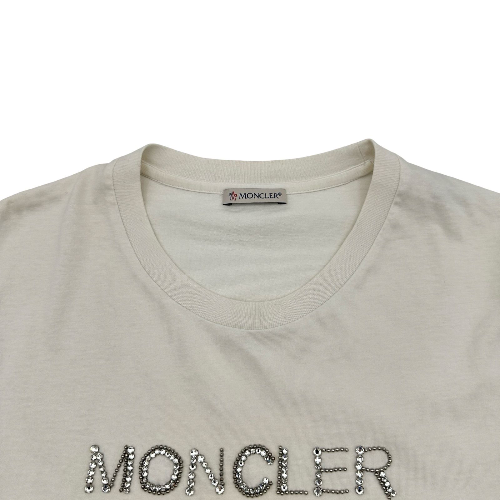 モンクレール MONCLER ビジューロゴTシャツ ホワイト コットン
