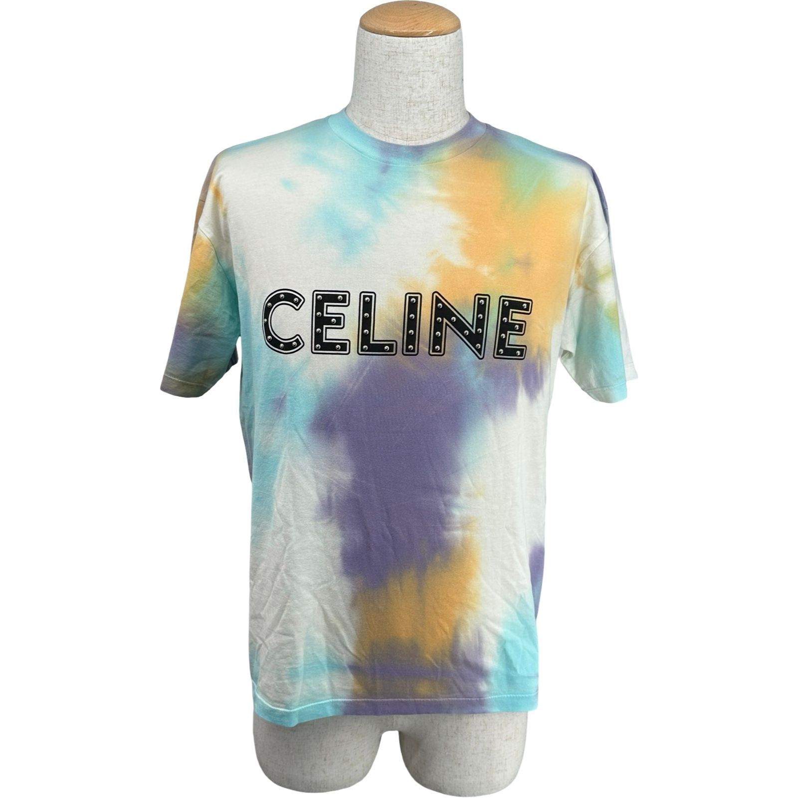 セリーヌ CELINE タイダイ柄スタッズロゴ 半袖Tシャツ 2X687957M マルチカラー コットン メンズ 半袖Ｔシャツ