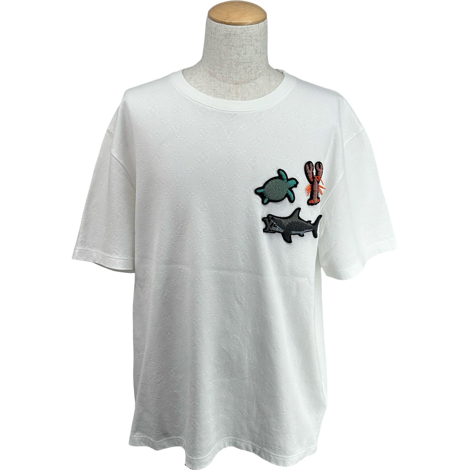 ルイ・ヴィトン LOUIS VUITTON ビーズアニマルモノグラム 半袖Tシャツ HLY03W ホワイト コットン メンズ 半袖Ｔシャツ