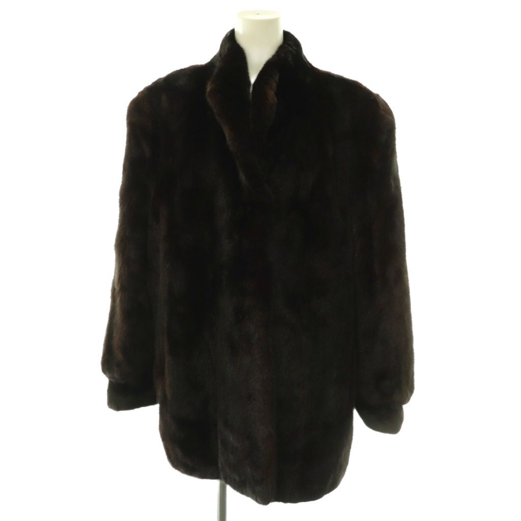 フォスター アメリカンファーアワード FOSTER AMERICAN FUR AWAEDS ファーコート毛皮 アウター ミンク ハーフ L ダークブラウン /CX ■GY11
