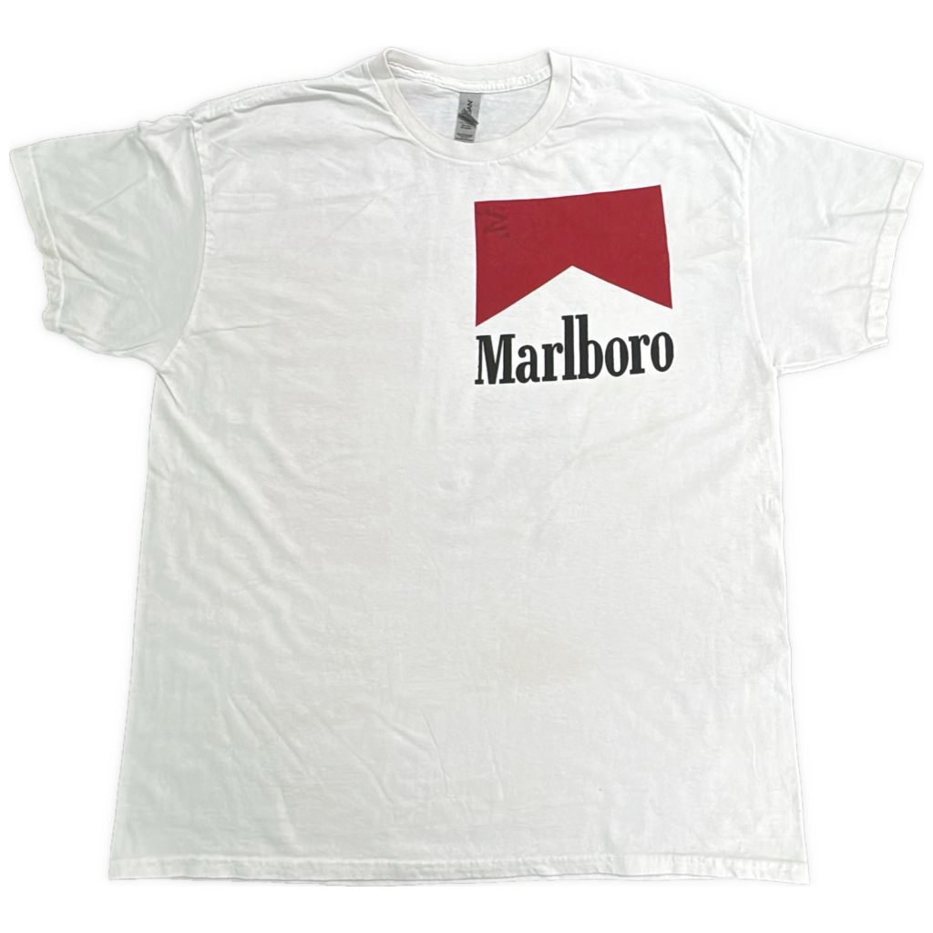 Marlboro マルボロ 半袖Tシャツ 企業ロゴ カウボーイ ホワイト(メンズ XL)中古 古着 Y3967