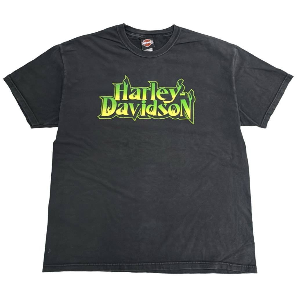 00年代 USA製 HARLEY DAVIDSON ハーレーダビッドソン Ｔシャツ モーターサイクル ブラック(メンズ XL)中古 古着 Y4038