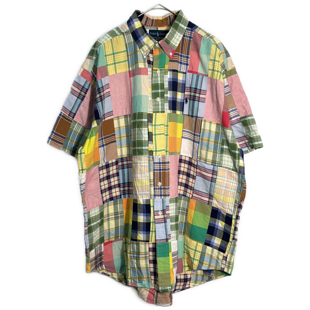 RALPH LAUREN ラルフローレン BLAKE パッチワークシャツ マルチカラー(メンズ XL)中古 古着 Y4041