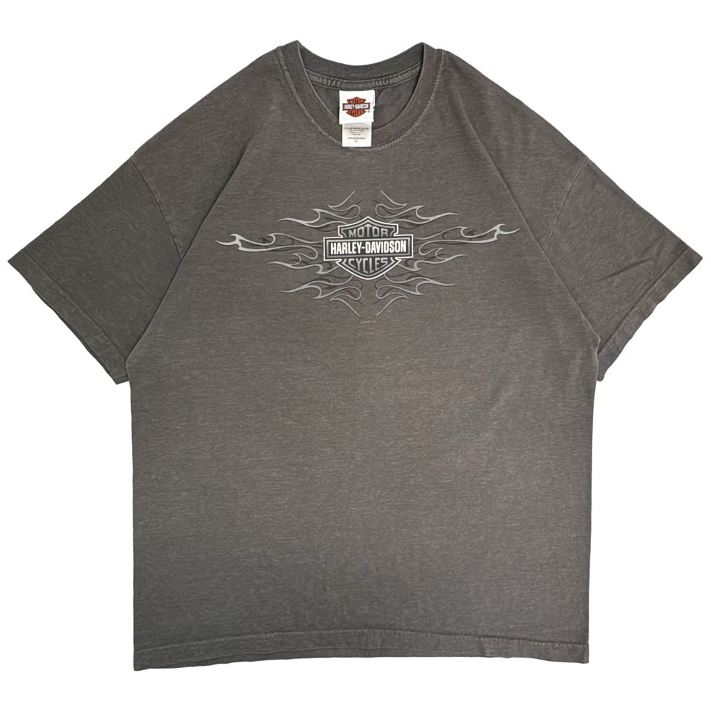 00年代 USA製 HARLEY DAVIDSON ハーレーダビッドソン Ｔシャツ モーターサイクル グレー(メンズ XL)中古 古着 Y4062