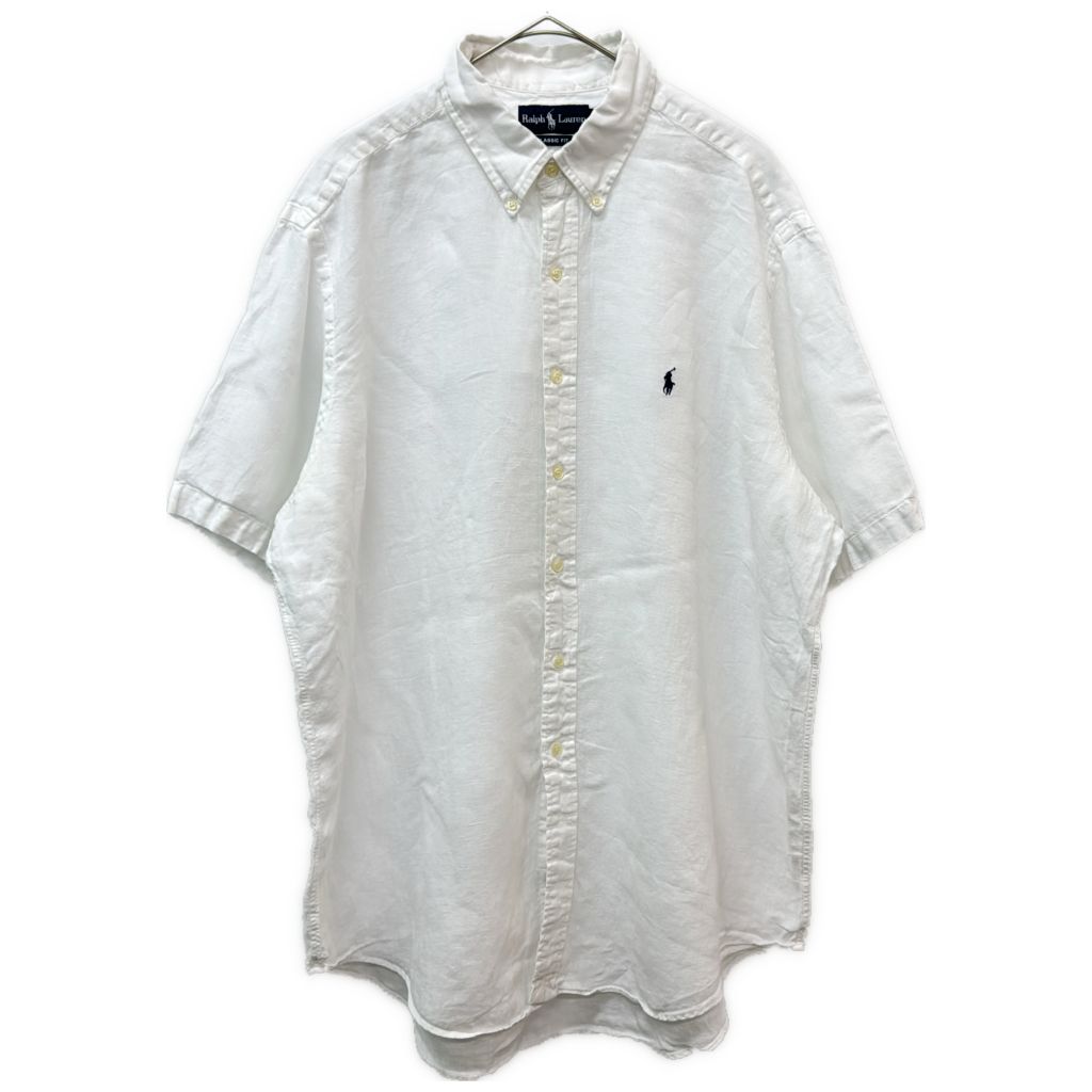 RALPH LAUREN ラルフローレン リネンシャツ ホワイト(メンズ XL)中古 古着 Y4066