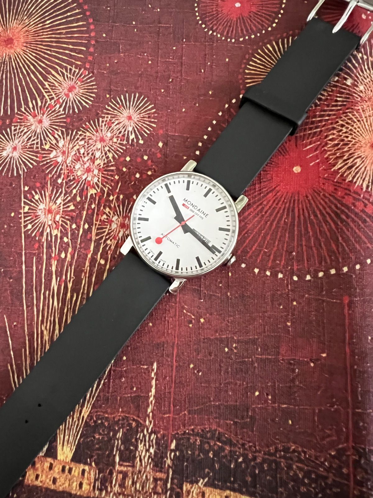 モンディーン MONDAINE☆自動巻き時計☆裏スケルトン☆メンズ☆稼働品