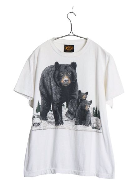 80s USA製 ウールリッチ ベア イラスト プリント Tシャツ メンズ L ヴィンテージ アウトドア アニマル グラフィック シングルステッチ 白