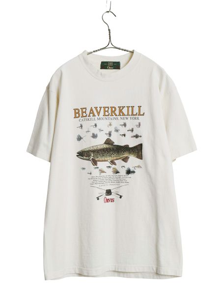 90s オービス フィッシュ イラスト プリント Tシャツ メンズ L 程/ オールド アウトドア アート グラフィック フィッシング ヘビーウェイト