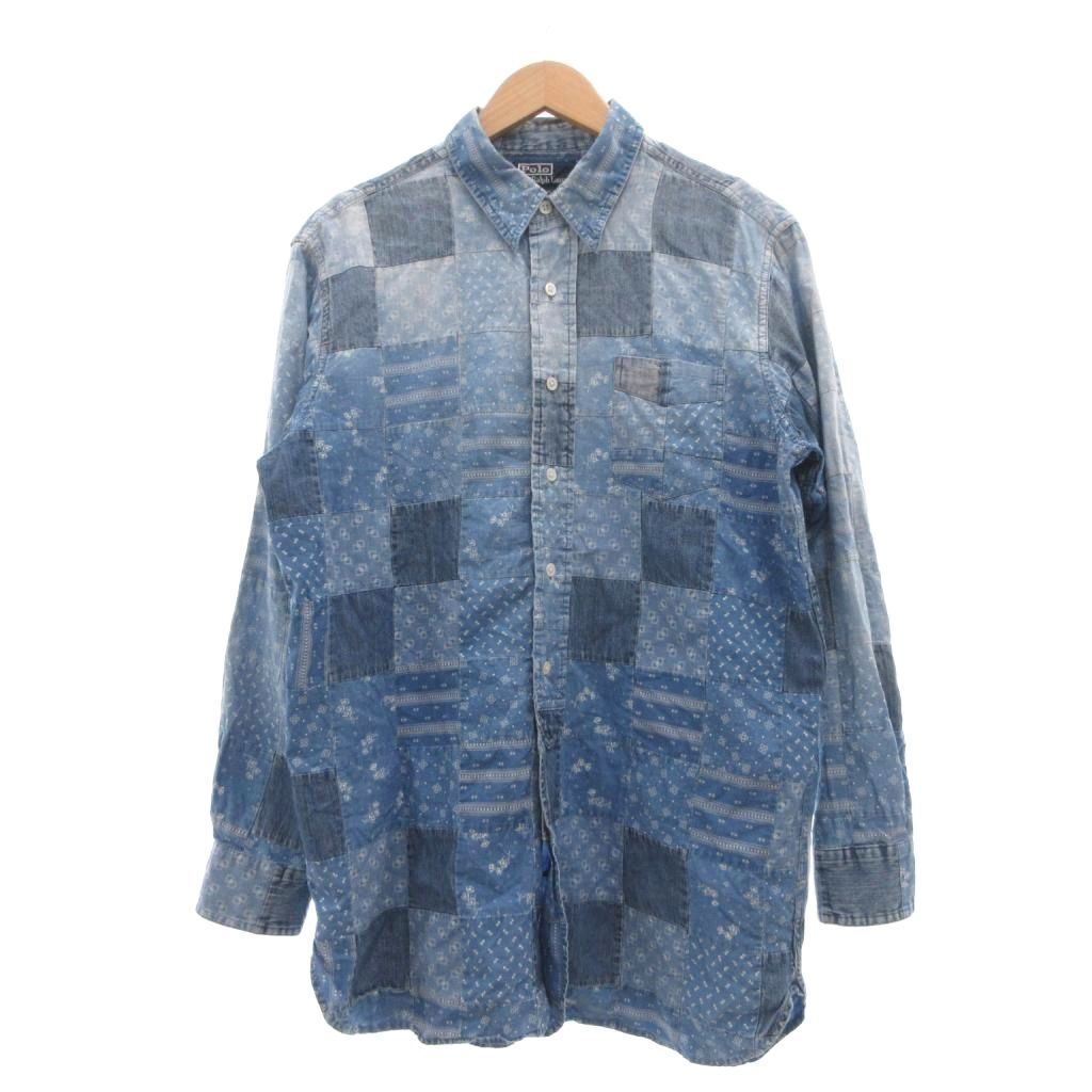 ポロ ラルフローレン POLO RALPH LAUREN シャツ パッチワーク柄 デニム L 青 ブルー /SX ■GY01