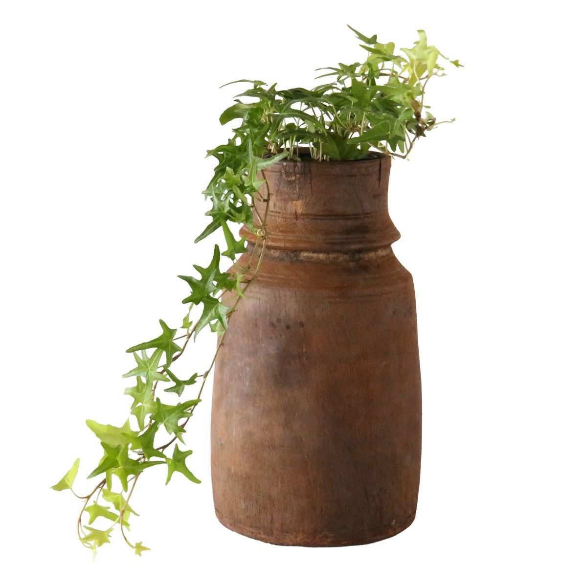 ヴィンテージ 花瓶 フラワーベース フラワーポット 小物入れ プリミティブ primitive 木製 インテリア 一点もの 店舗什器 アンティーク ビンテージ インテリア 雑貨 シャビーシック ブラウン ベージュ 古道具