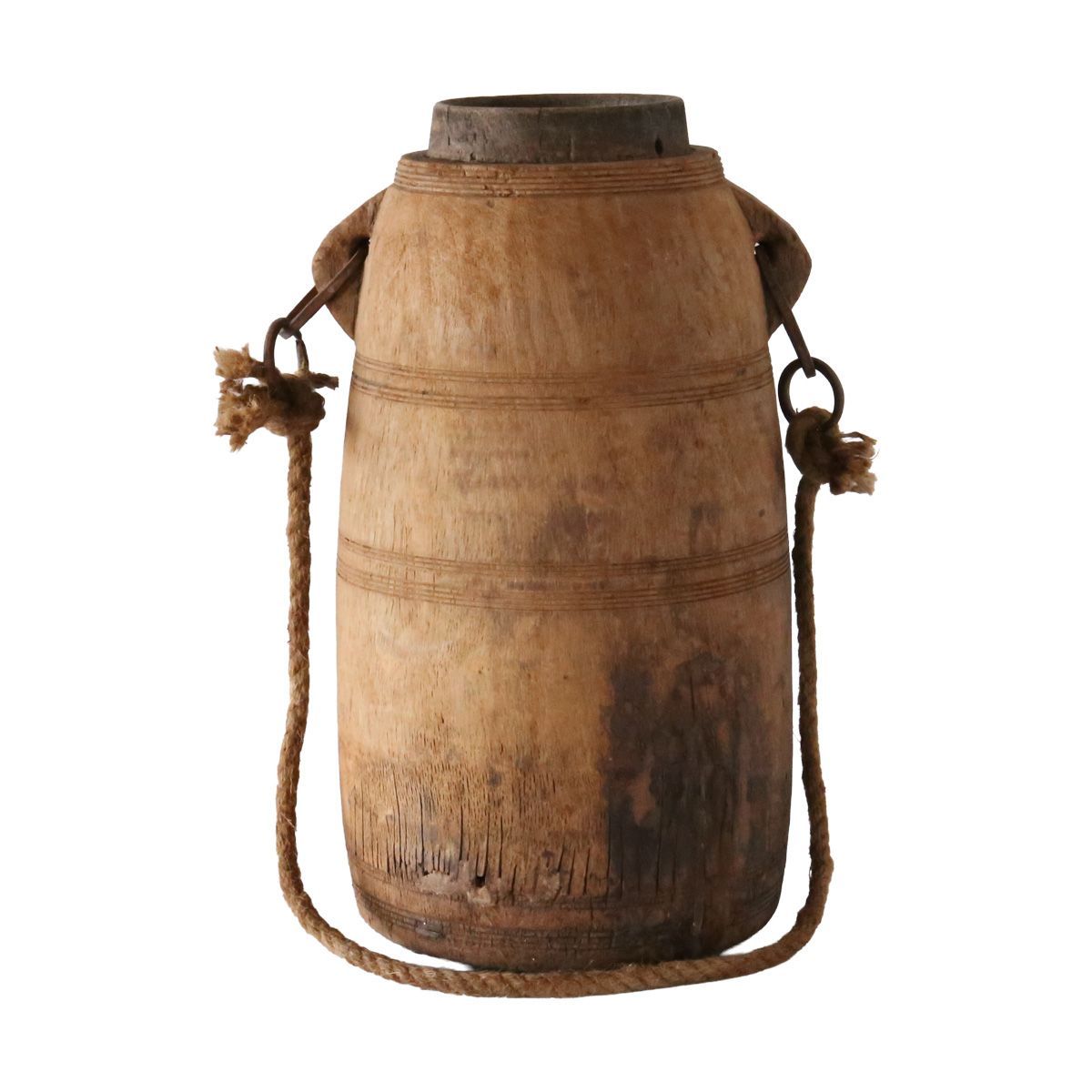 ヴィンテージ 花瓶 フラワーベース フラワーポット 小物入れ プリミティブ primitive 木製 インテリア 一点もの 店舗什器 アンティーク ビンテージ インテリア 雑貨 シャビーシック ブラウン ベージュ 古道具