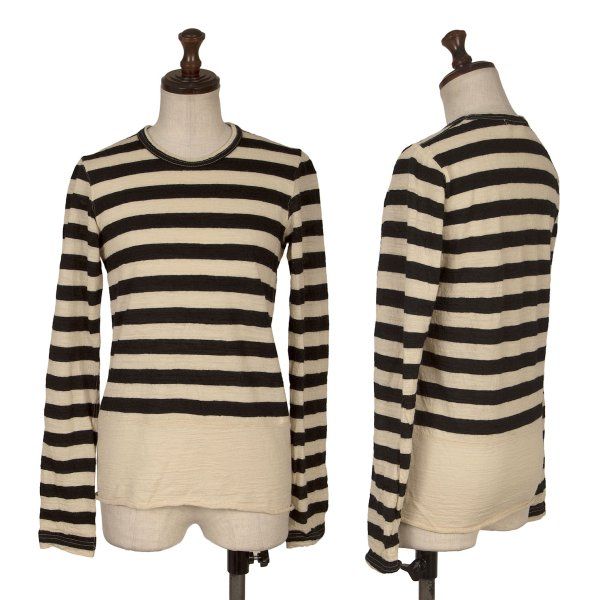 ジュンヤワタナベコムデギャルソンJUNYA WATANABE COMME des GARCONS ウールボーダーカットソー アイボリー黒S