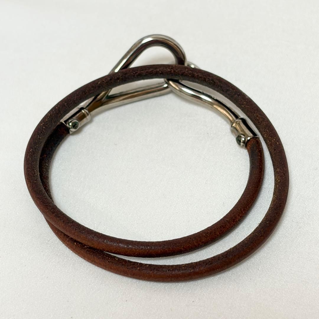 HERMES エルメス ジャンボブレス ブレスレット レザー シルバー金具