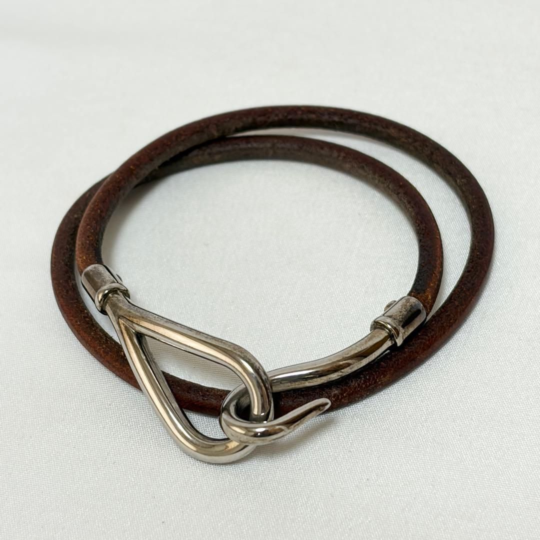 HERMES エルメス ジャンボブレス ブレスレット レザー シルバー金具