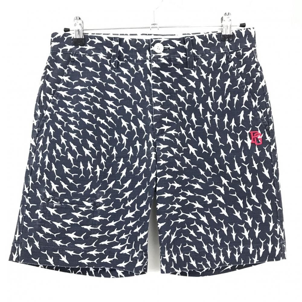 パーリーゲイツ ハーフパンツ ネイビー×白 サメ総柄 メンズ 3(S