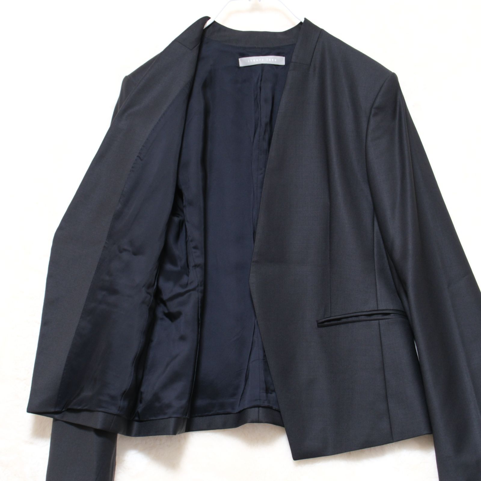 セオリー SUPER TAILOR スーツセットアップ ノーカラー パンツ 大きいサイズ】セオリーリュクス ノーカラージャケット×パンツ