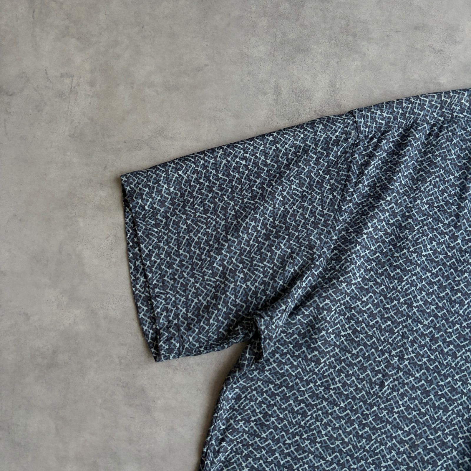 90s PERRY ELLIS ペリーエリス レーヨン100% 総柄 半袖シャツ L 