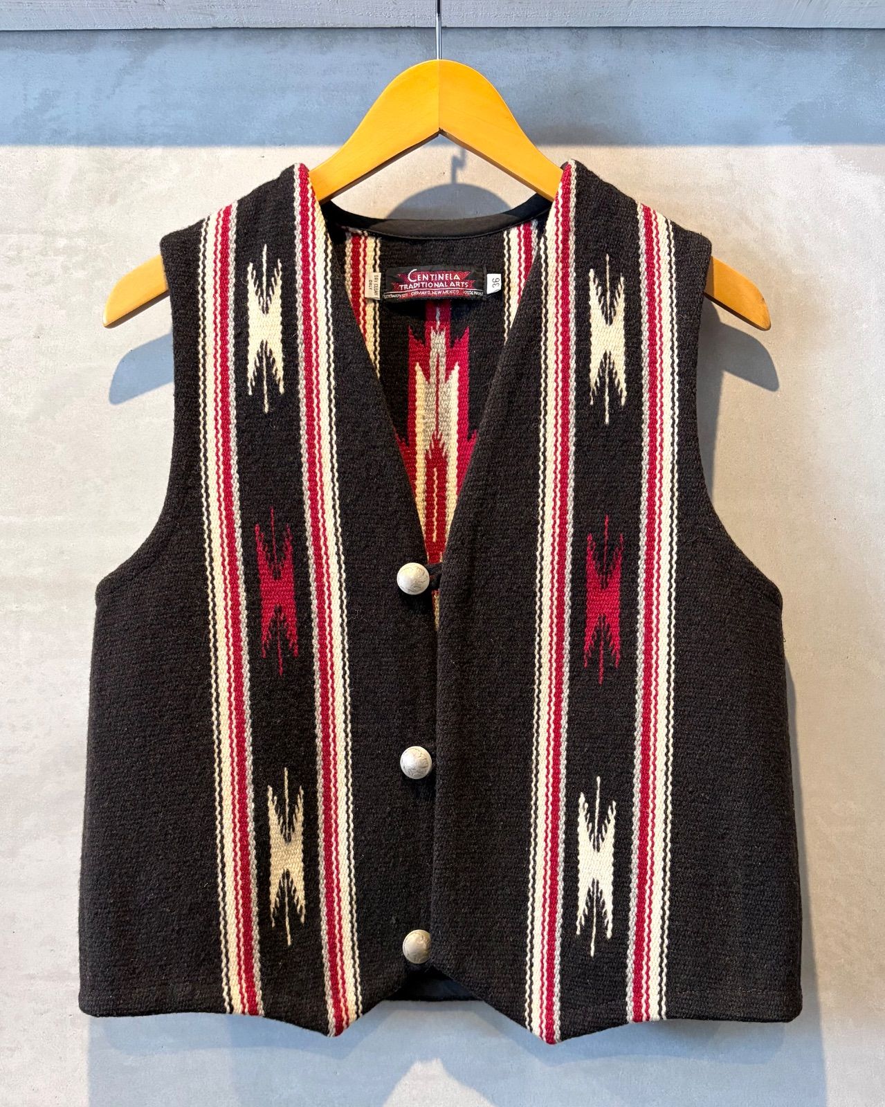 CENTINELA-Wool vest-(size 36)Made in U.S.A. センチネラ チマヨベスト ネイティブ柄 ベスト アメリカ製