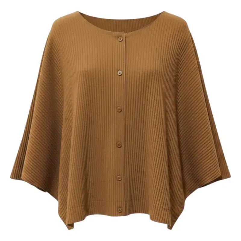 ISSEY MIYAKE me 黄色オークル プリーツ カーディガン 66