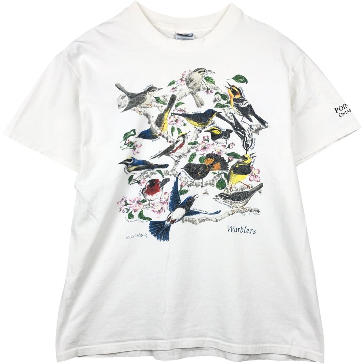 古着 90年代 ヘインズ Hanes BEEFY-T WARBLERS ワーブラー 鳥柄 アニマルTシャツ メンズL相当 ヴィンテージ/eaa648769