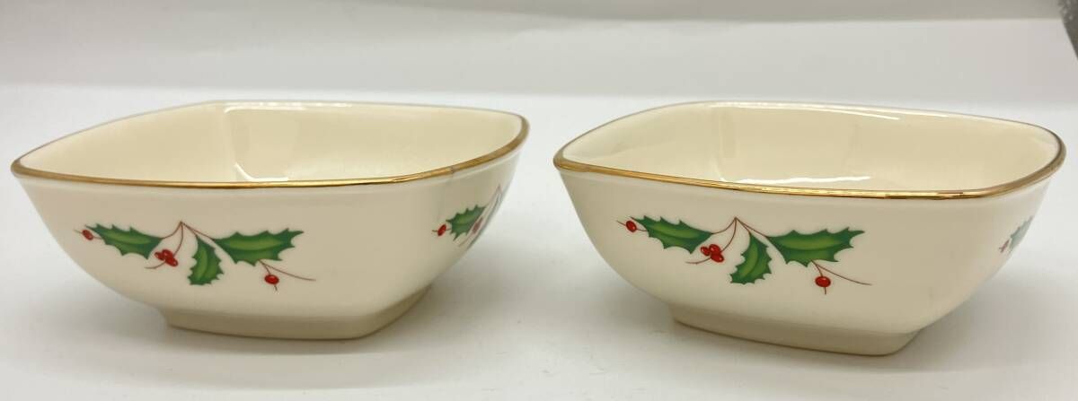 【箱付き】 LENOX レノックス ホリデーチャイナ ディッピングボウル 2客セット スクエア