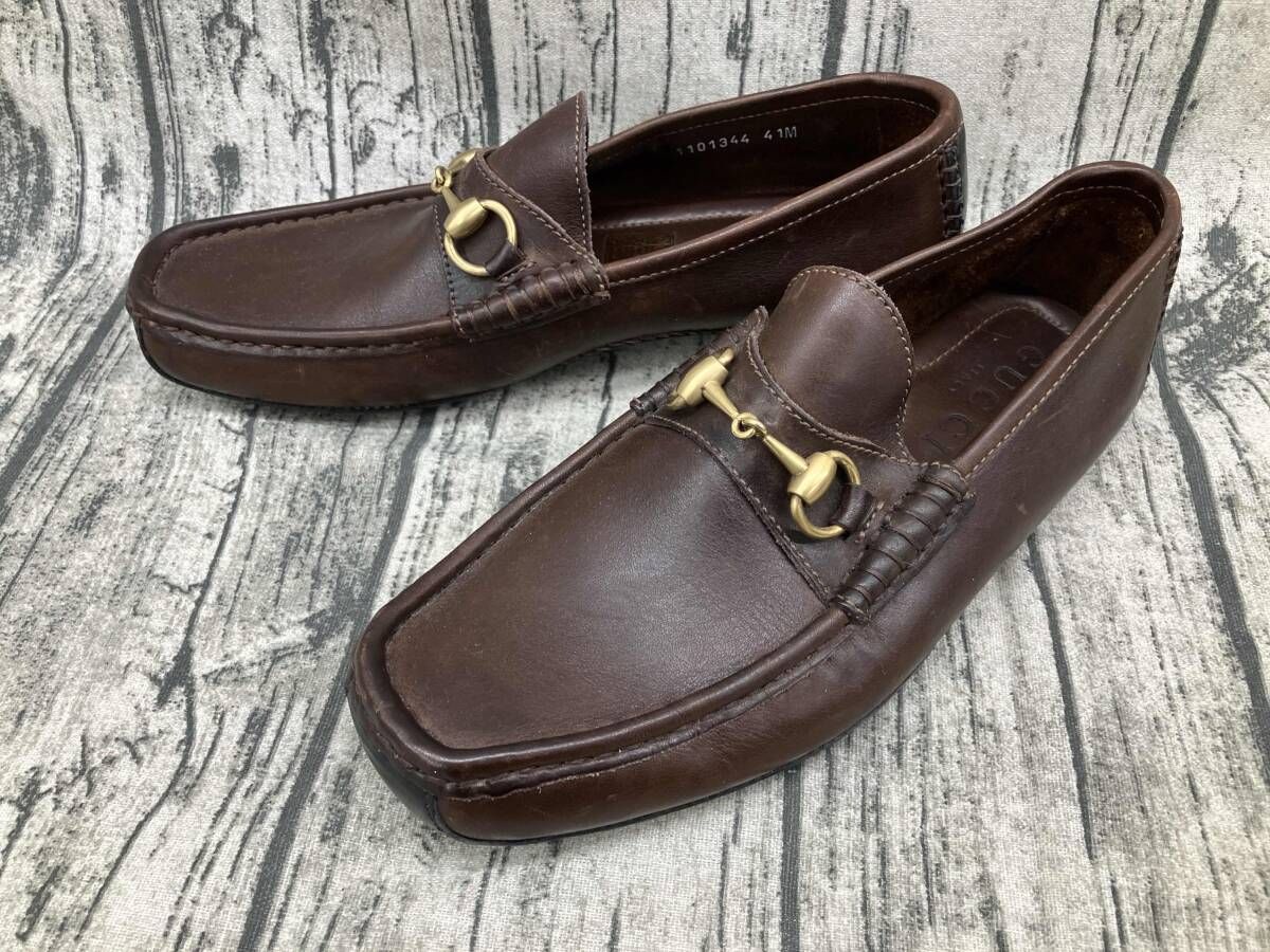 GUCCIグッチ レザー ローファー ブラウン 25.5cm 1101344 - メルカリ