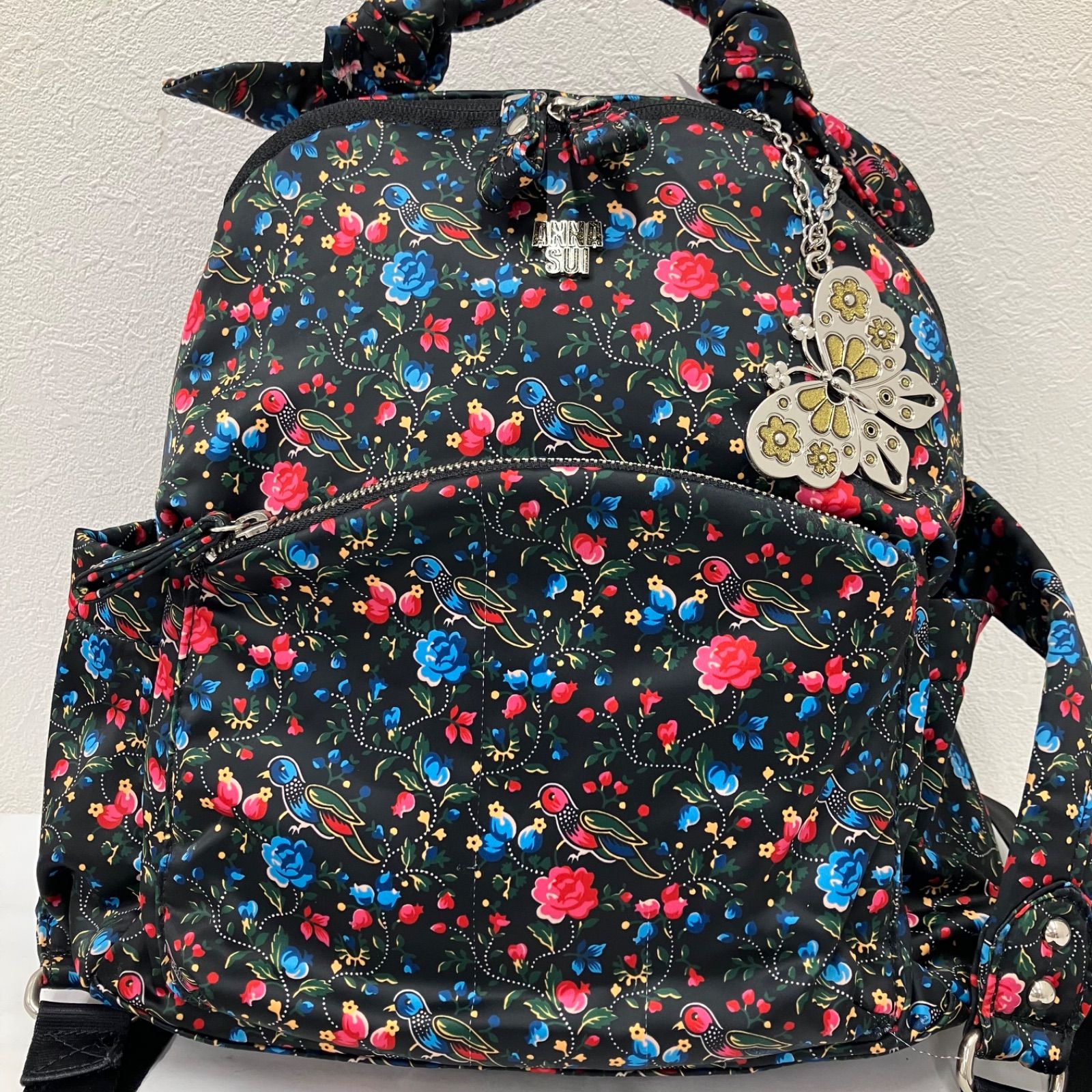 【極美品】ANNA SUI アナスイ リュック バックパック 刺繍 花柄 フリル 5393 ANNA SUI アナスイ リュックサック リュック バックパック