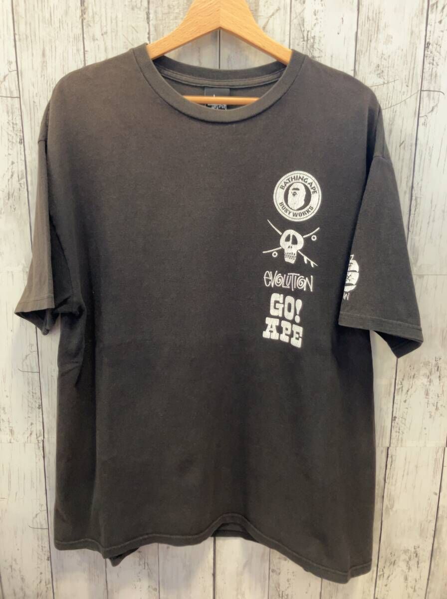 STUSSY × A BATHING APE ステューシー アベイシングエイプ 半袖Tシャツ ブラック フェード 両面プリント 8ボール 各ロゴプリント