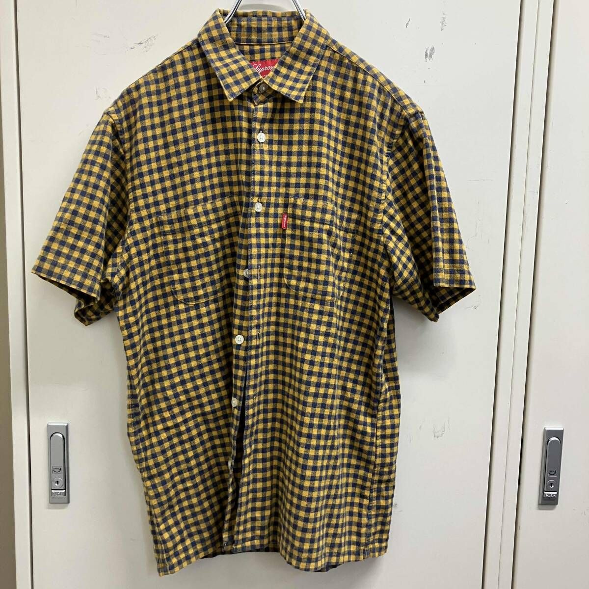 Supreme short T shirt半袖 ギンガムチェックシャツ　サイズS イエロー　シュプリーム
