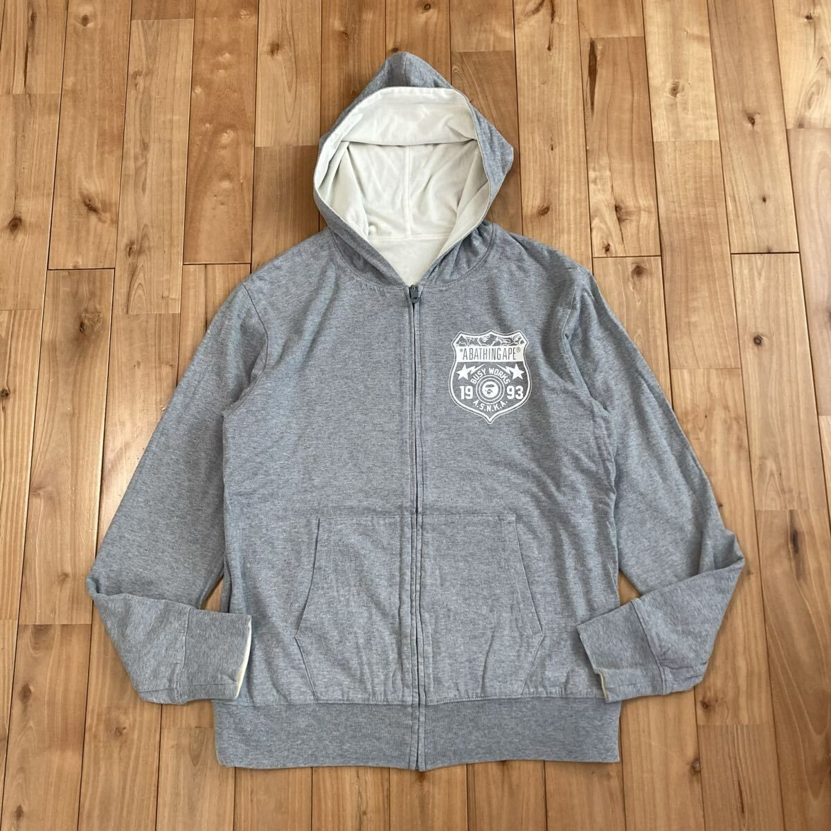 ☆リバーシブル☆ BAPE LOGO ジップ パーカー Lサイズ a bathing ape 