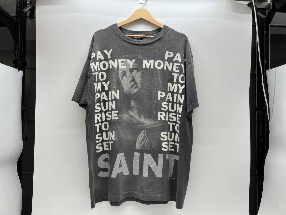 夏 SAINT Mxxxxxx PTP_SS TEE/STAY REAL セントマイケル 半袖Tシャツ XL グレー ダメージT