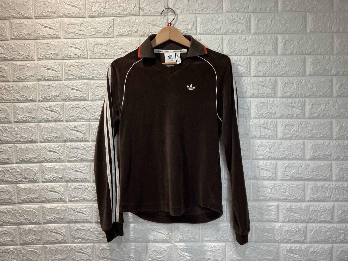 adidas×WALES BONNER アディダス ウェールズボナー TOWEL LONG SLEEVE SHIRT ゲーミングシャツ IB3251 ブラウン xs 長袖ポロ パイル