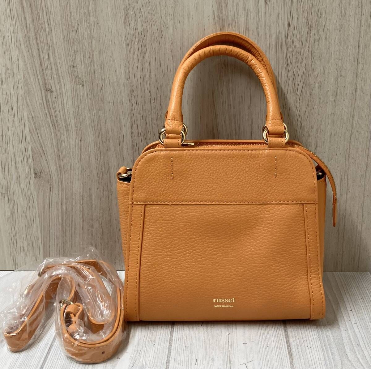 russet ラシット Morandi 2way レザー ボストンバッグ オレンジ 日本製