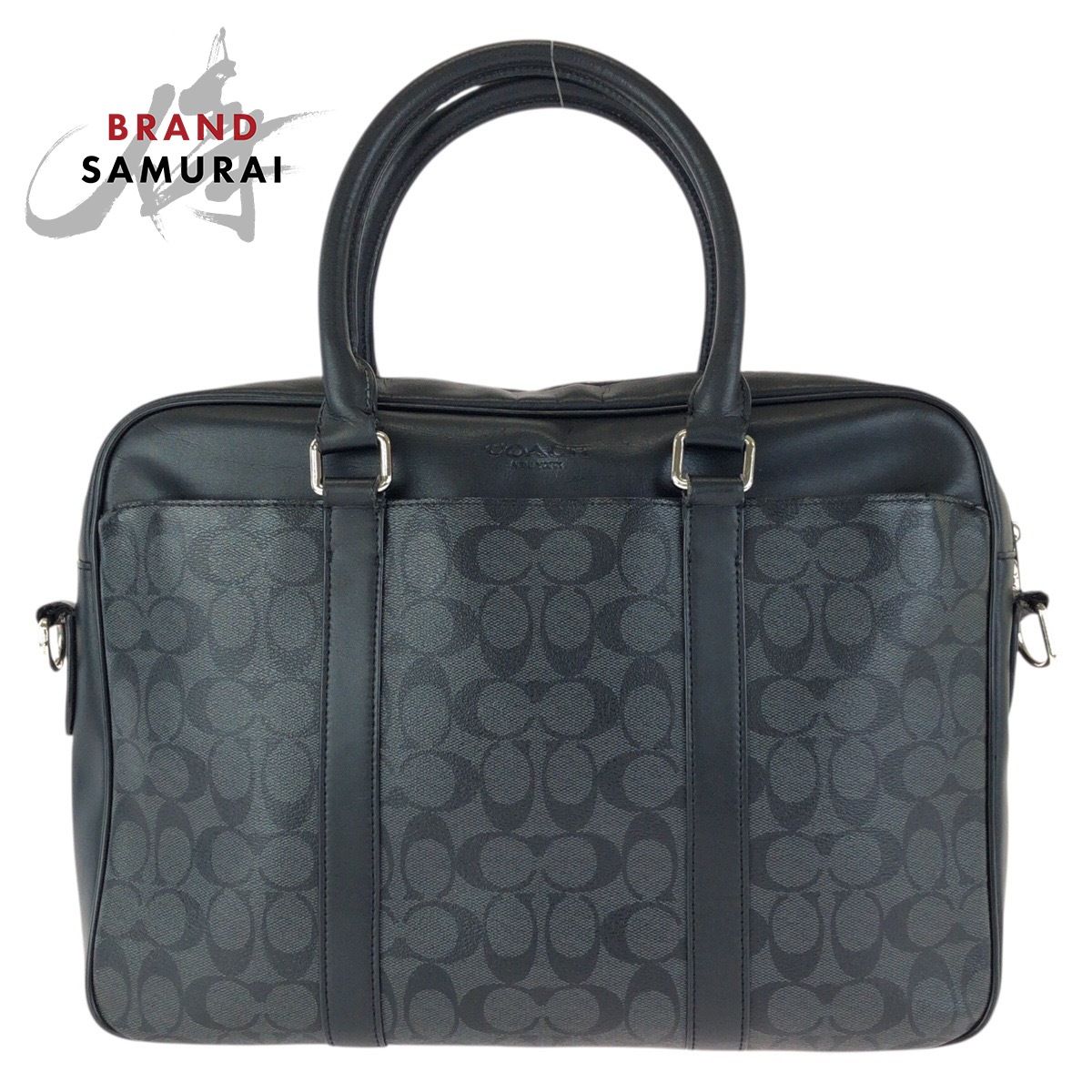 COACH コーチ シグネチャー ブラック 黒 シルバー金具 PVC/レザー F71794 ビジネスバッグ ブリーフケース メンズ 602518【中古】 9,252円