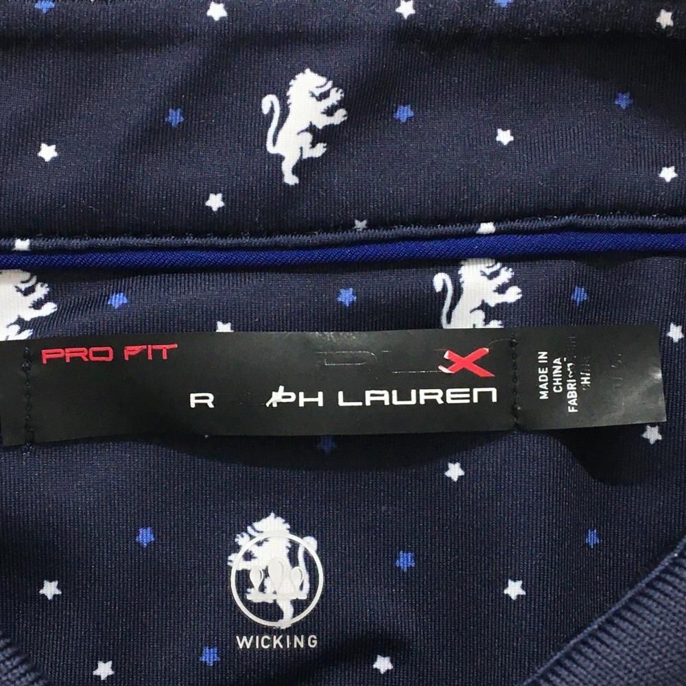 美品】RLXラルフローレン 半袖ポロシャツ ネイビー×白 星総柄 ロゴ