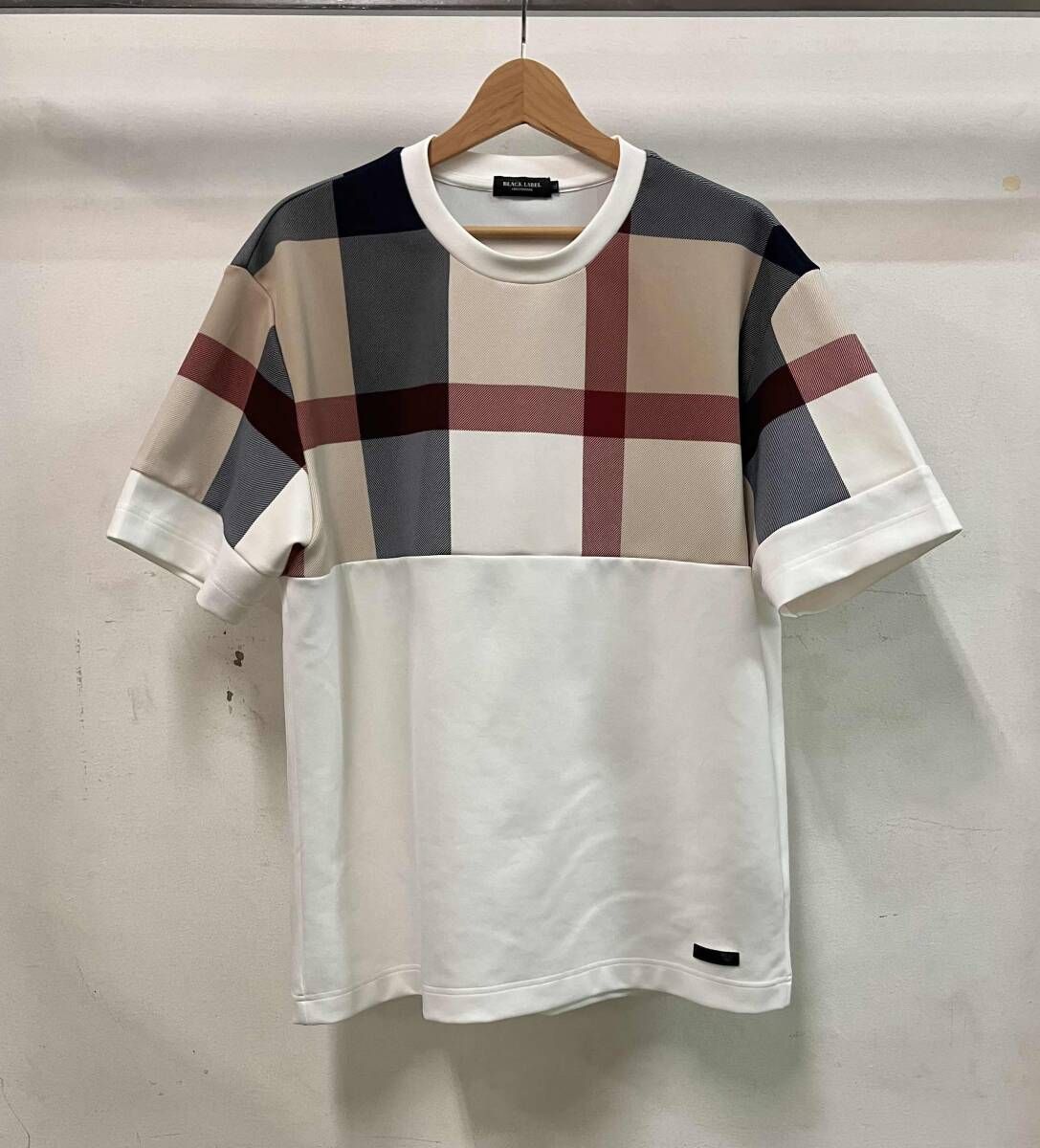 BLACK LABEL CRESTBRIDGE ブラックレーベル クレストブリッジ 半袖Tシャツ パネルクレスト ブリッジチェック カジュアル サイズXL以上