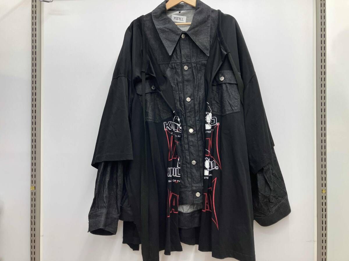 KIDILL キディル LAYERED DENIM JACKET MULTI PRINT TEE フリー
