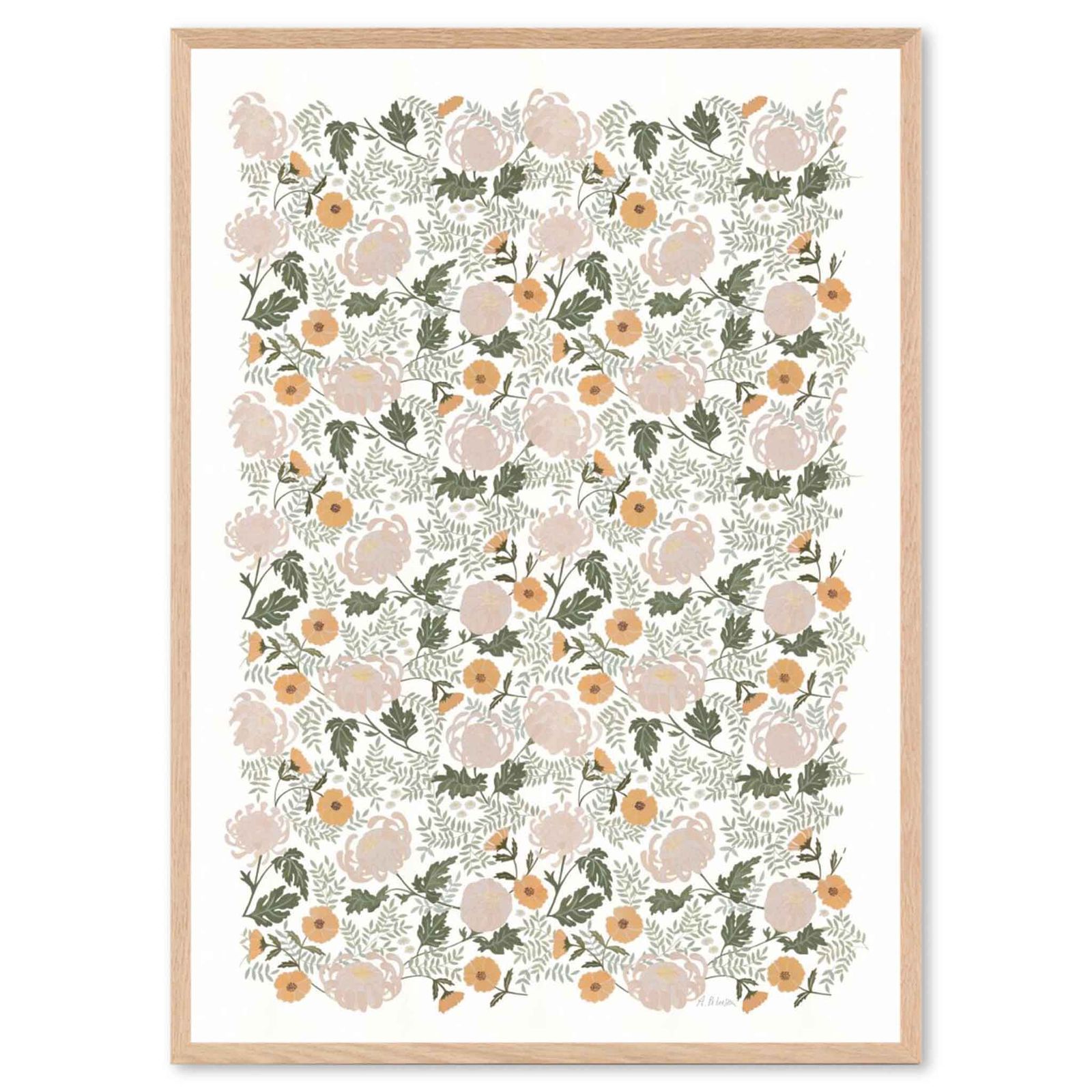 Poster & Frame アートポスター 50×70cm Peony allover 北欧 インテリア おしゃれ 人気/142x10172-50x70