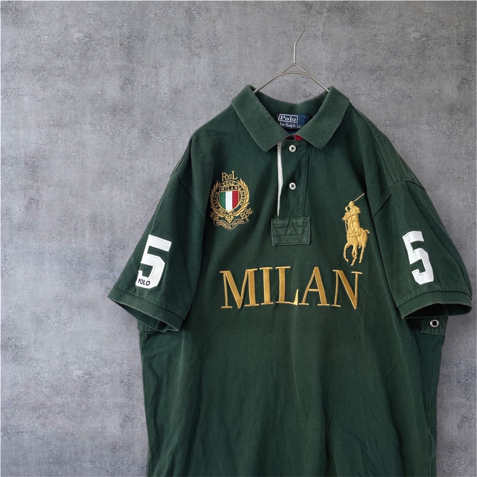 ポロバイラルフローレン　ポロシャツ　チームロゴ　Milan ビッグポニー　size L