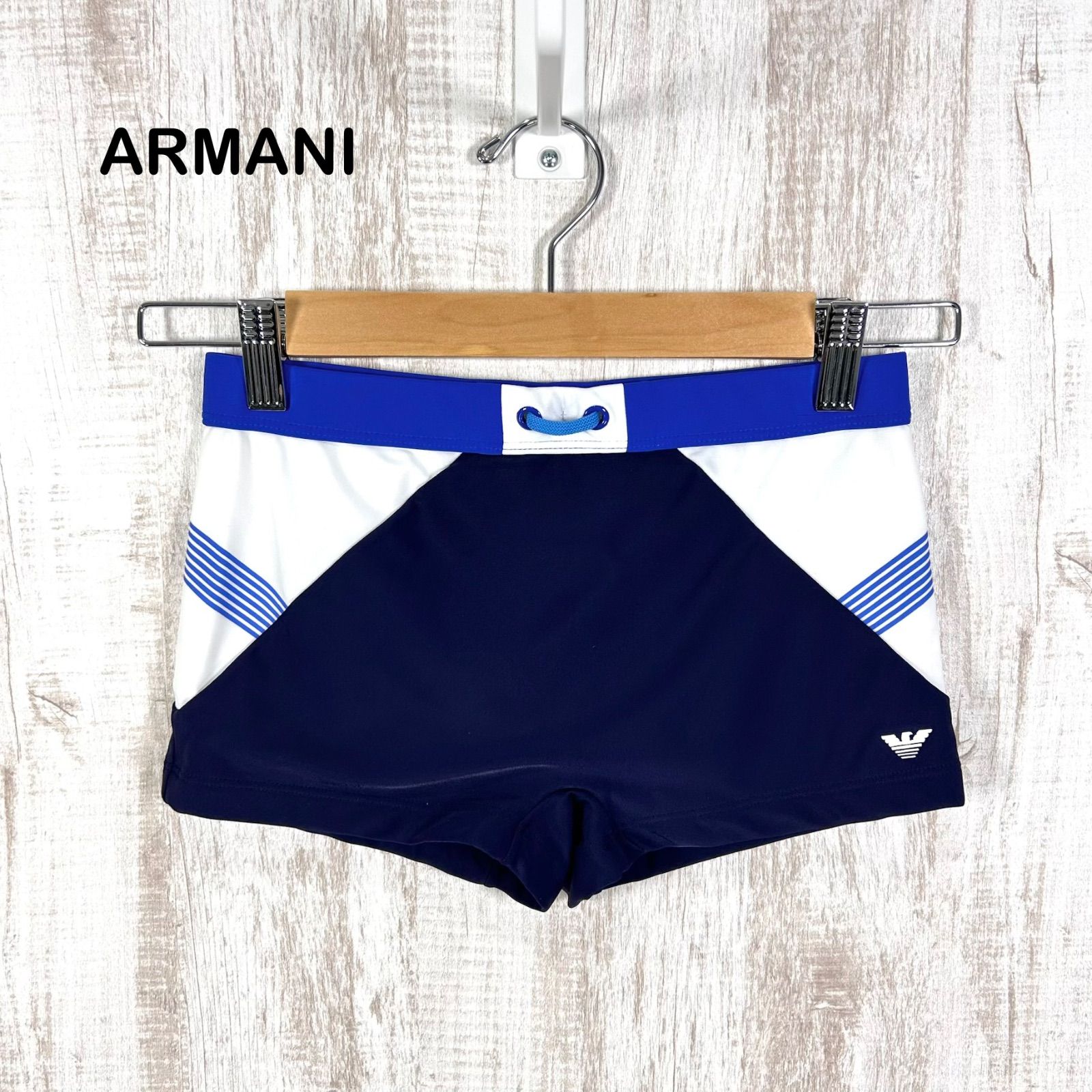 新品未使用 美品 ARMANI JUNIOR アルマーニジュニア バックロゴ スイムウェア 水着 ブルー