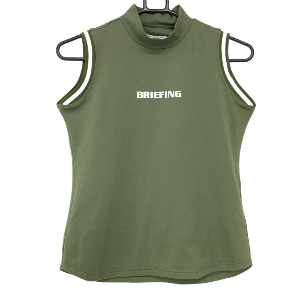BRIEFING カーキ ハイネックシャツ M 超美品】ブリーフィング ノースリーブハイネックシャツ カーキ×白 背面