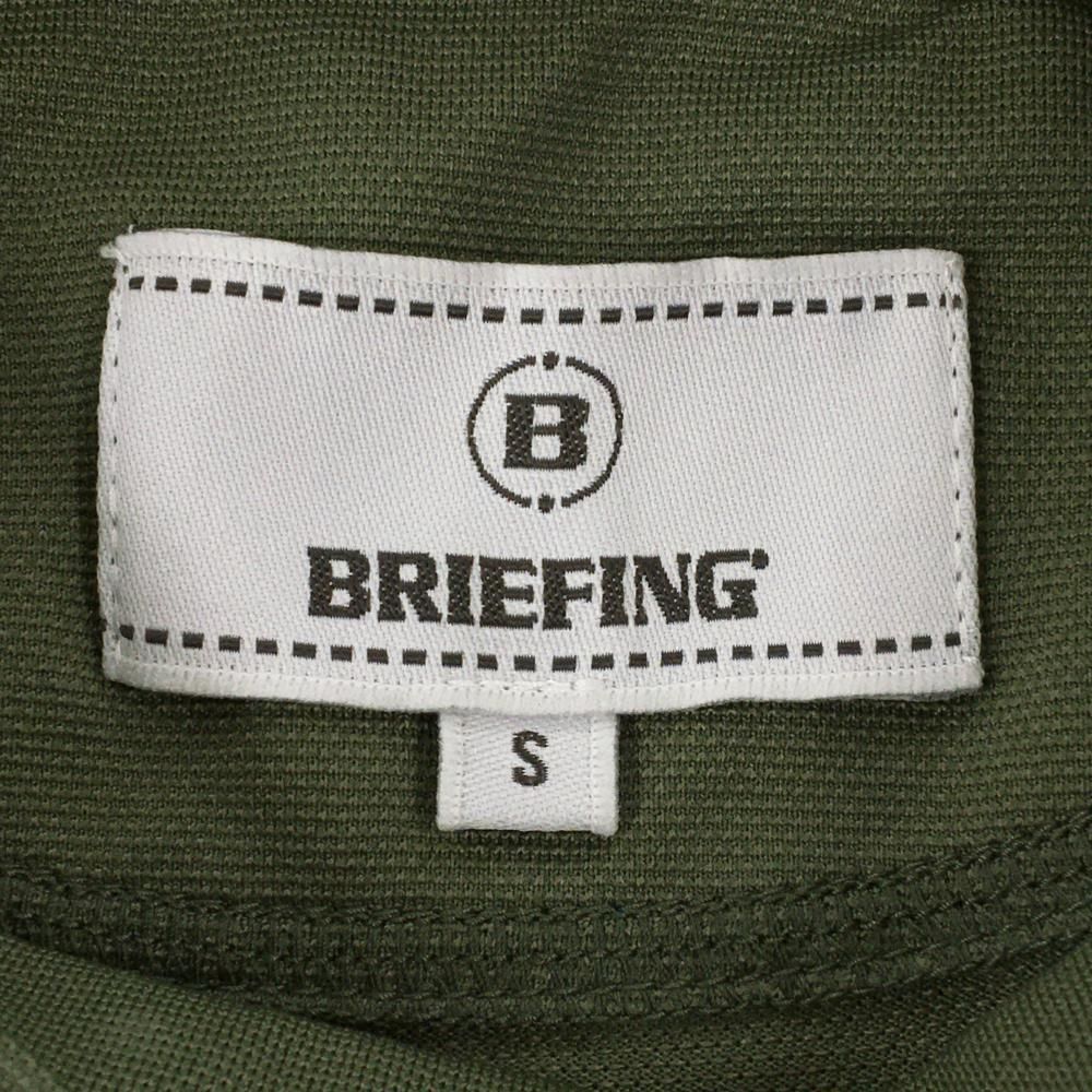 【超美品】ブリーフィング ノースリーブハイネックシャツ カーキ×白 背面ロゴプリント  レディース S ゴルフウェア BRIEFING 超美品】ブリーフィング ノースリーブハイネックシャツ カーキ×白 背面