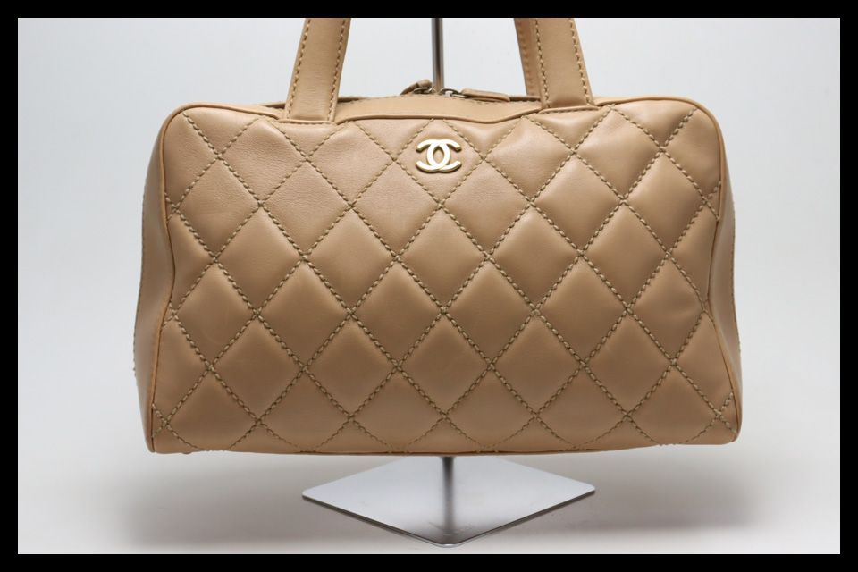 □CHANEL 7番台 ワイルドステッチ GD金具 レザー トートバッグ