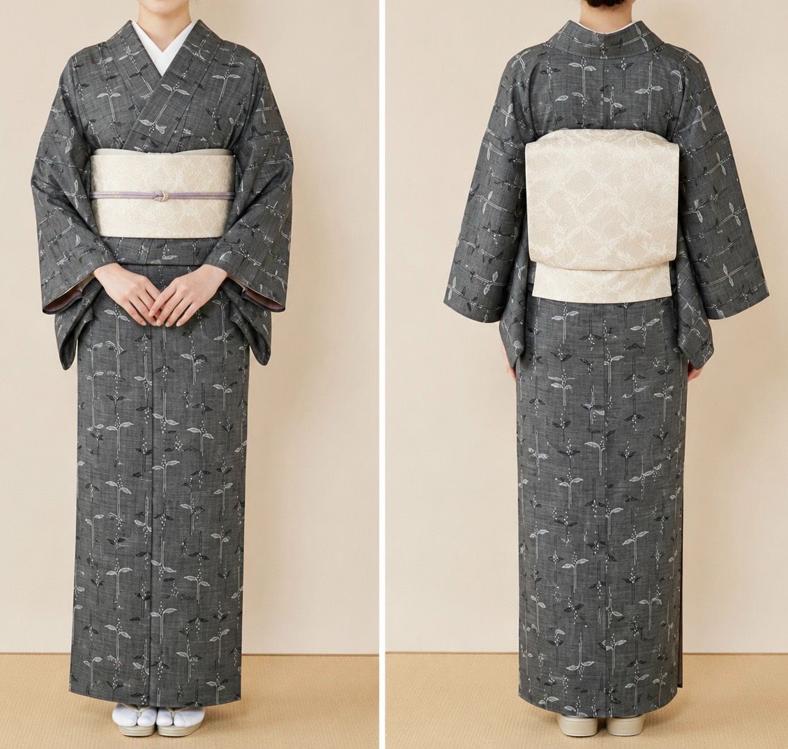 大島紬　付け下げ　しつけ糸付き新品未使用 K285 美品 大島紬 しつけ糸付き 身丈161cm 草花 正絹 和装 和服 着物