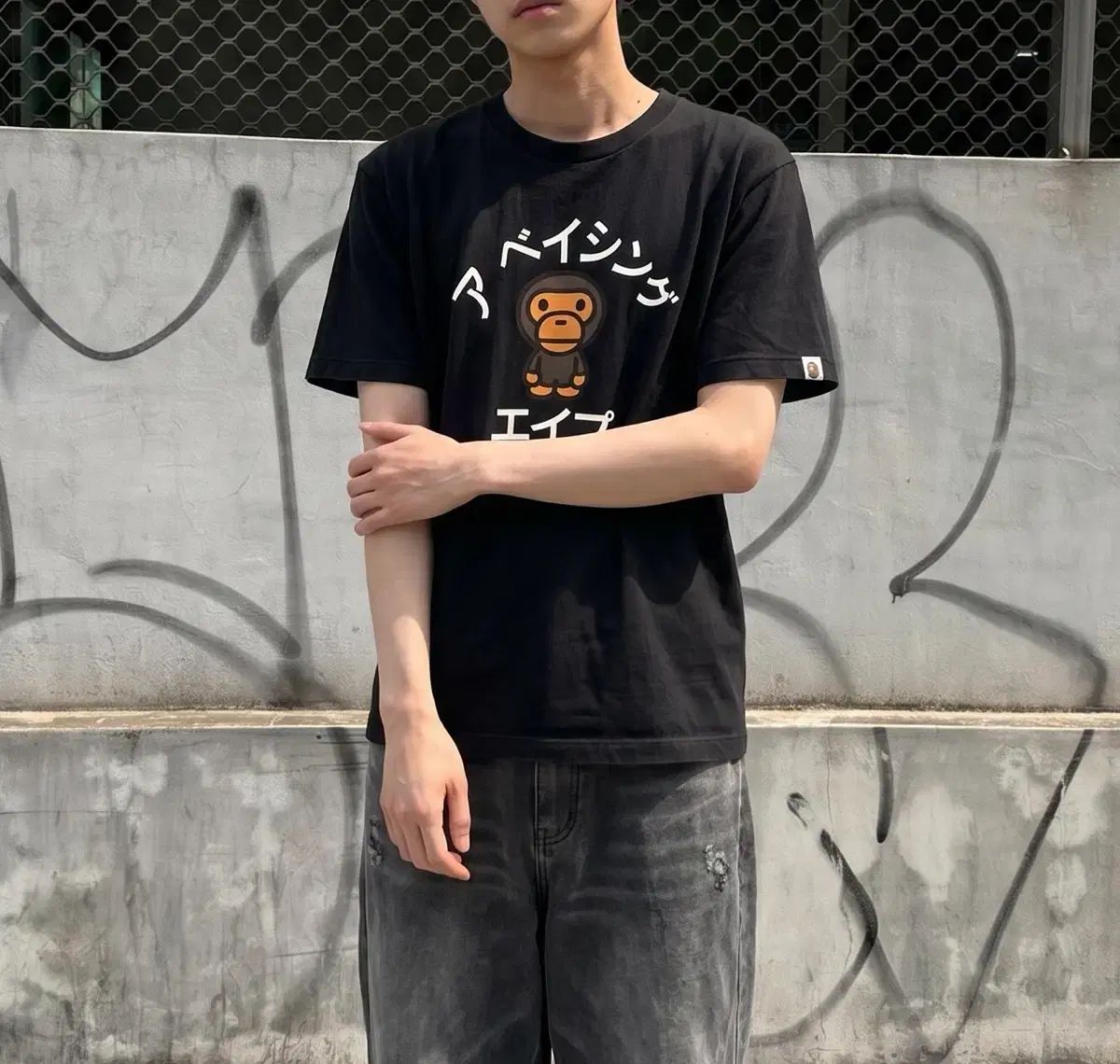 L/ A BATHING APE アベイシングエイプ カタカナ マイロ 半袖