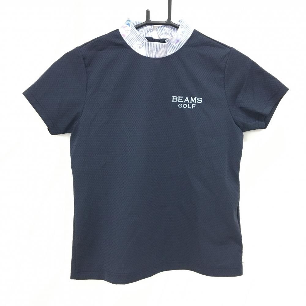 【超美品】ビームスゴルフ 半袖ハイネックシャツ ネイビー レディース S ゴルフウェア 2023年モデル BEAMS GOLF