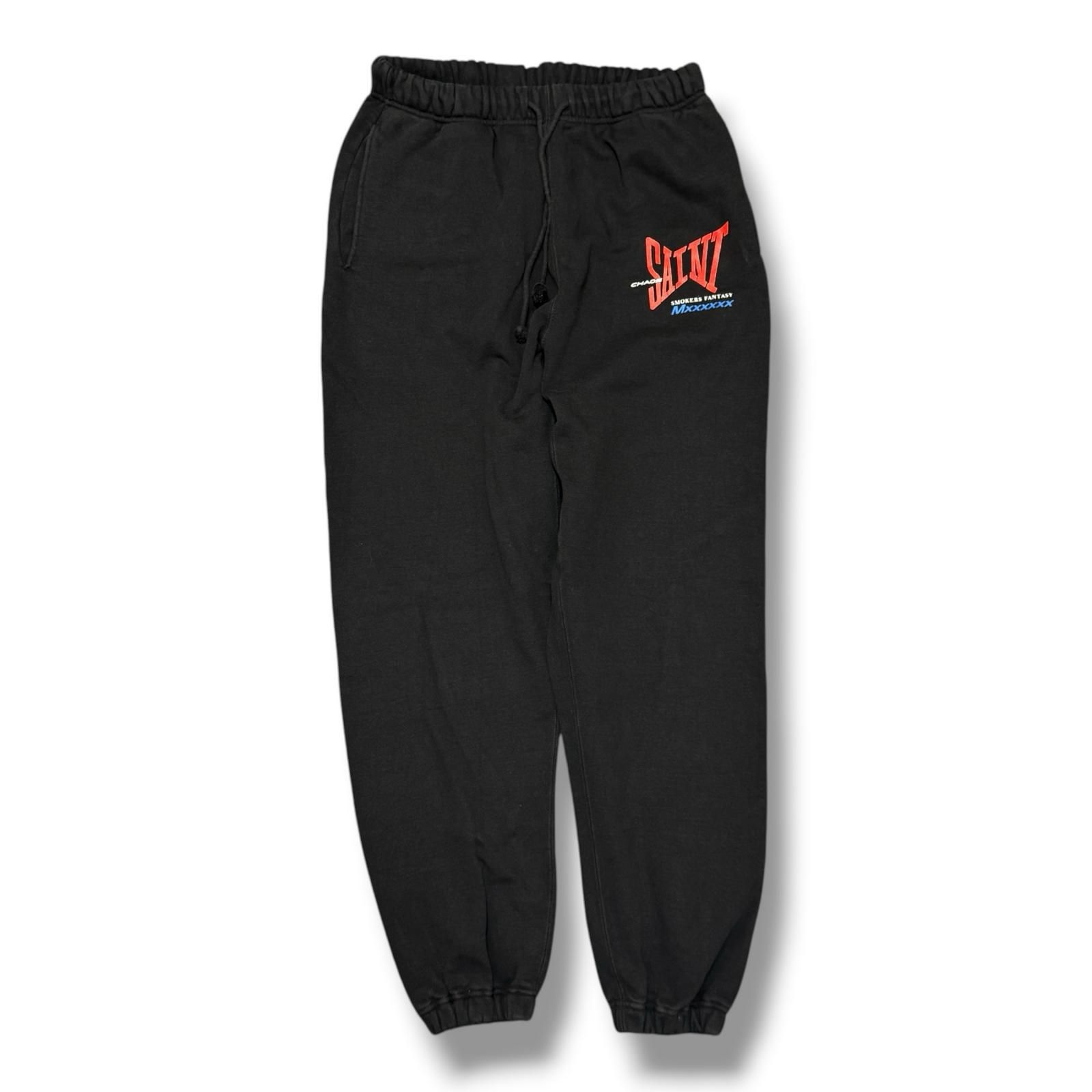 参考上代52800円 SAINT MICHAEL 25AW SWEAT PANTS/RIBBON SAINT リボンセントスウェットパンツ イージーパンツ セントマイケル SM-HR1-0000-O59 ブラック S （18723M）