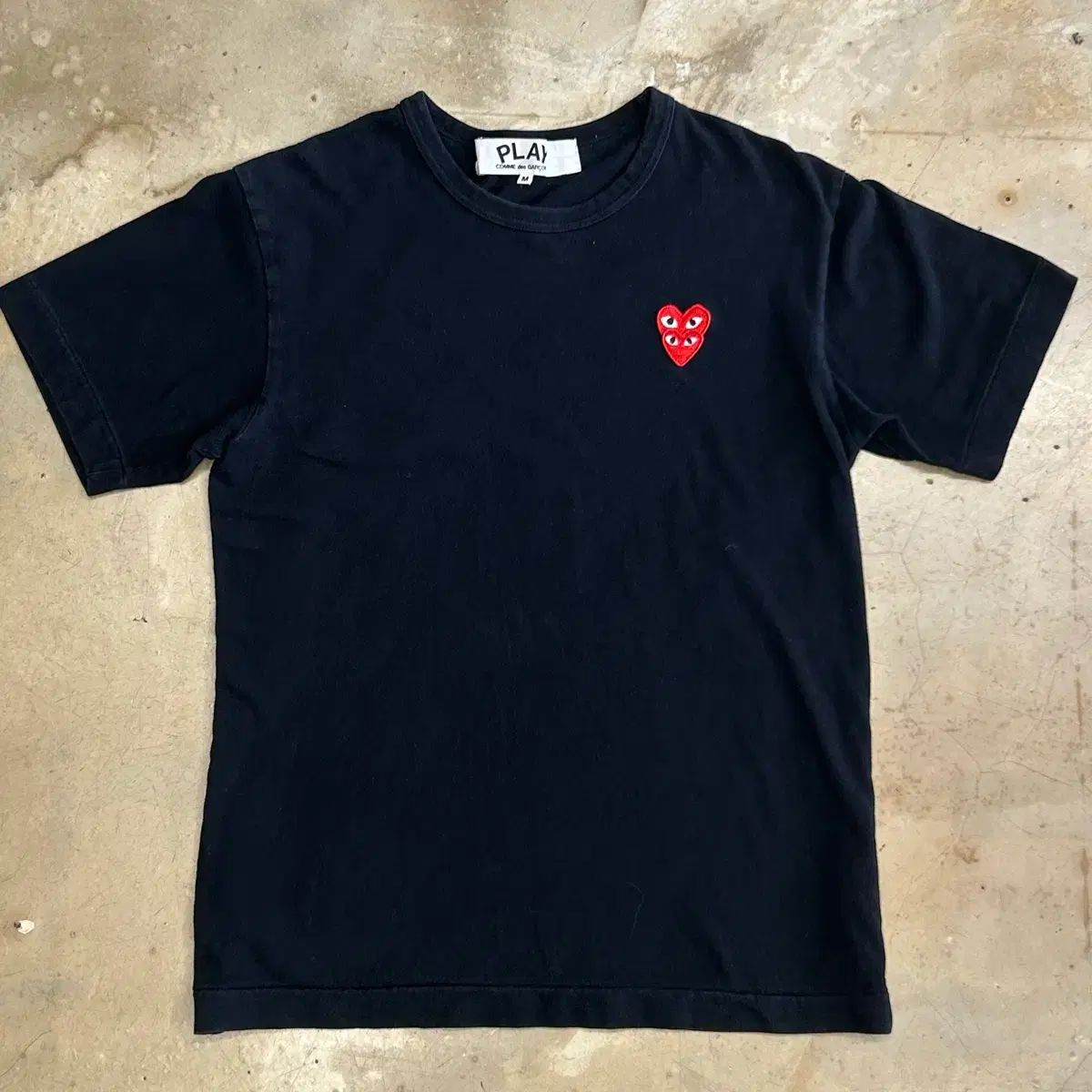 COMME des GARCONS ダブル ハート ワッペン ブラック 半袖T M