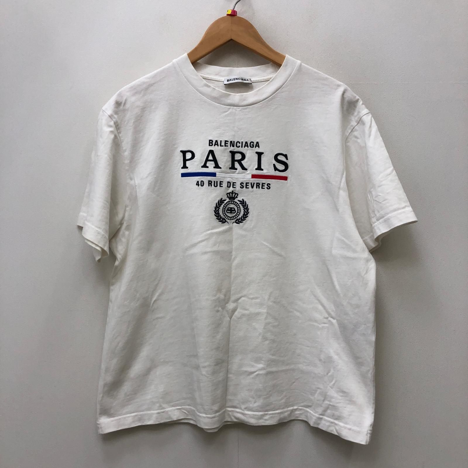 【加古川店】 中古 BALENCIAGA | バレンシアガ 半袖Ｔシャツ Paris Flag Regular T-Shirt 594599 1gv48 国内正規品 ホワイト サイズ：M 【108】